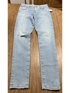 AG-ED The Farrah Skinny Ankle High Rise Lt. Blue Raw Hem Super Soft Size 28R